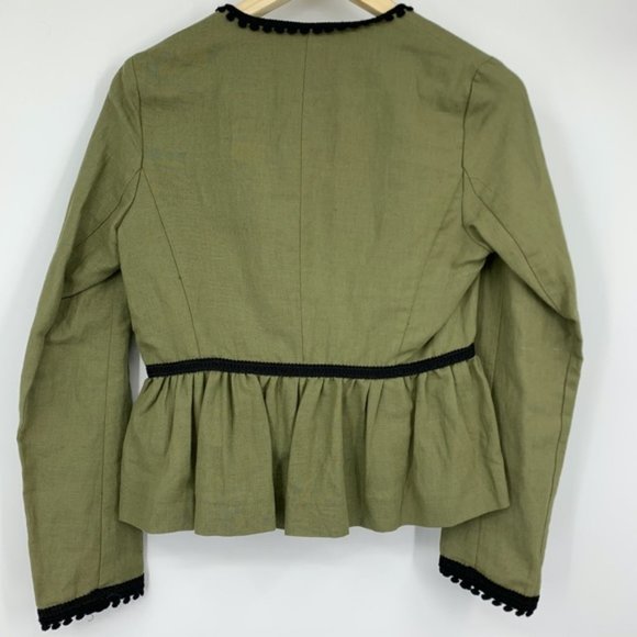 NWT ZARA Olive Green Linen blazer Jacket - Picture 11 of 14